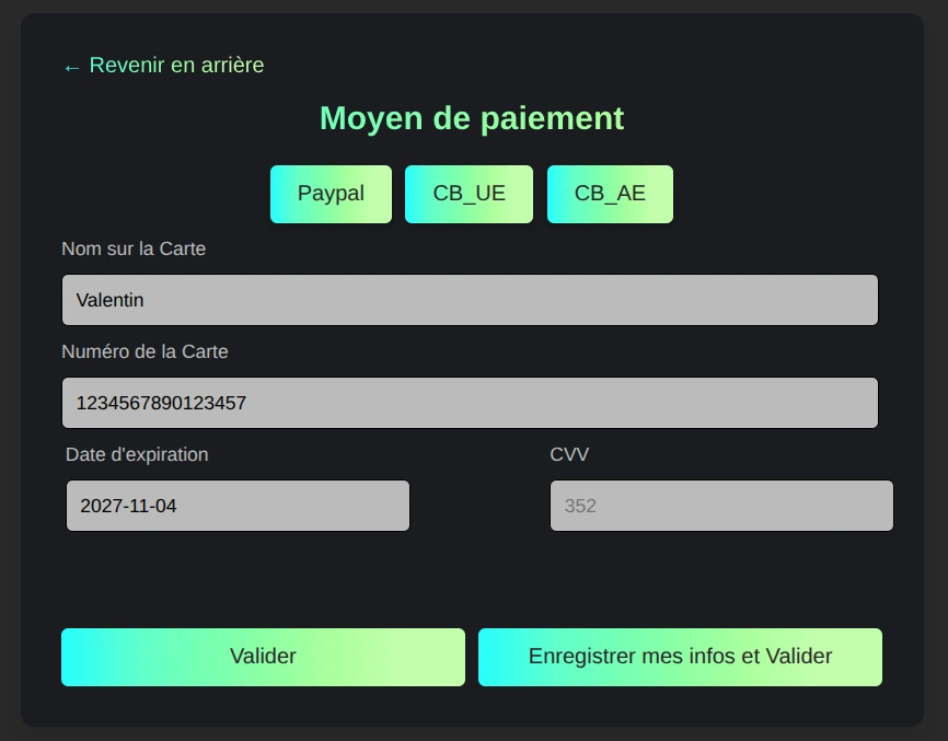 Page de paiement BuildMyPC