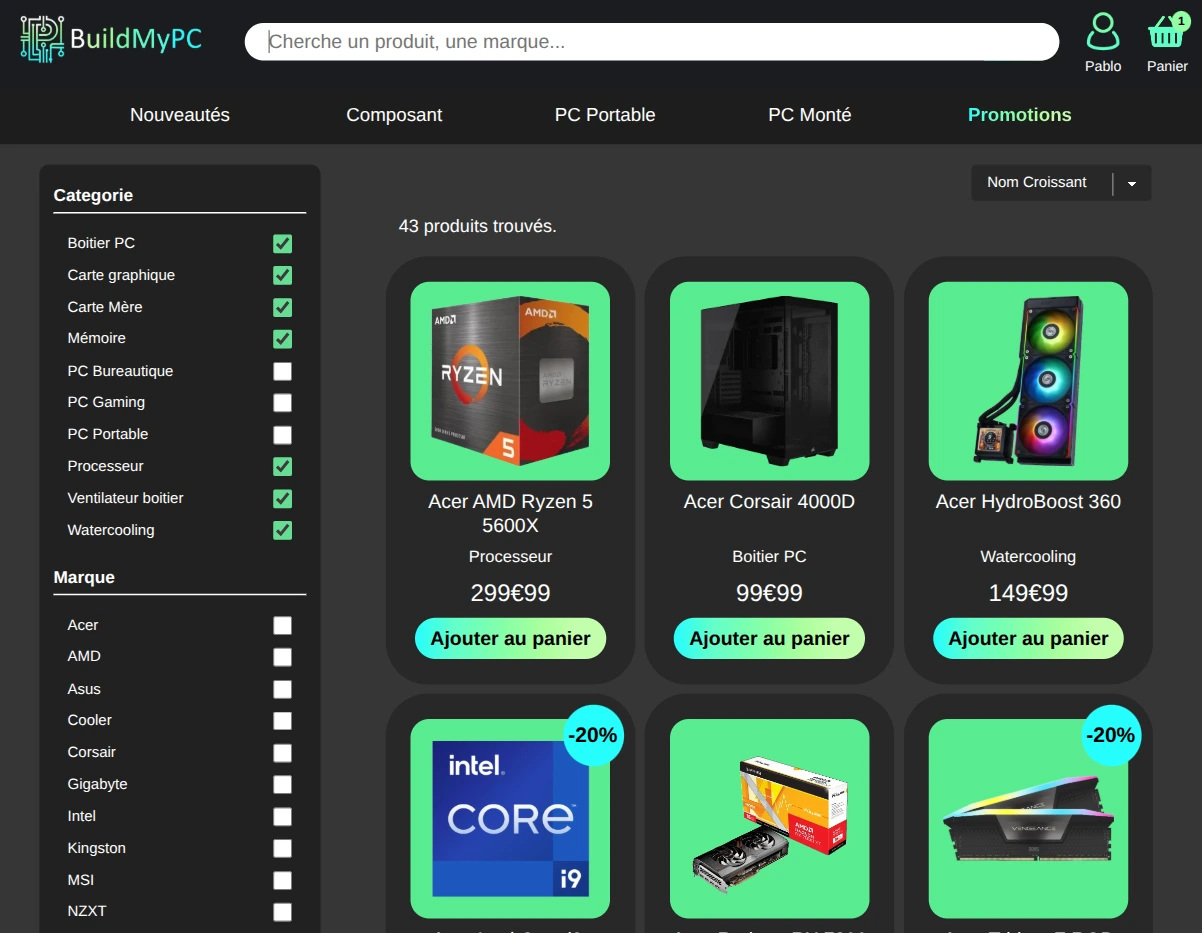 Liste des produits BuildMyPC