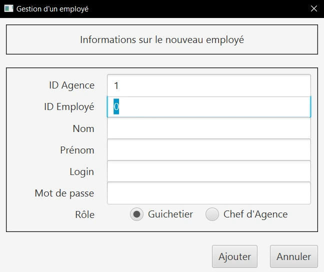 Interface de connexion DailyBank